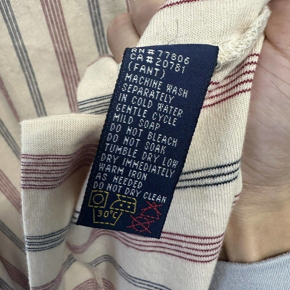 Vintage Tommy Hilfiger Shirt Adult XL Beige Red Button Up Vertical Stripes Mens - Picture 7 of 8